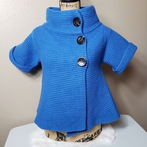 Piazza Sempione Chunky Ribbed Short Sleeve Topper Cardigan-Size 44/US 8